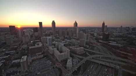 Atlanta-Georgia-Aerial-v598-Flying-over-freeway-during-sunset-with-panning-view-of-downtown-and-midtown---DJI-Inspire-2,-X7,-6k---February-2020