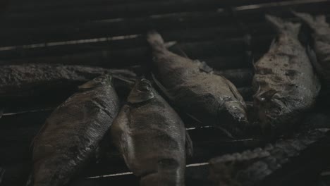 Nahaufnahme-Eines-Indigenen-Barbecues-Mit-Fisch,-Der-Gekocht-Wird