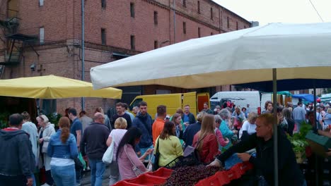 Großer-Zentraler-Markt-In-Lettland,-Menschen-Beim-Lebensmitteleinkauf,-Tag,-Statische-Aufladung