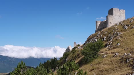 Lockdown-shot-of-Rocca-Calascio-perched-mountaintop-fortress-castle-in-Abruzzo