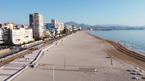 Aerial-view-of-an-urban-beach-in-the-mediterranean