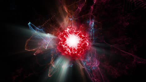 Las-Partículas-Atómicas-Chocan-Y-Una-Bola-De-Plasma-Brillante-Explota-Con-Energía.