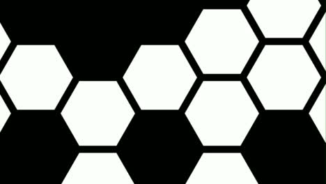 White-blinking-hexagons-in-black-background---zoom-out-animation