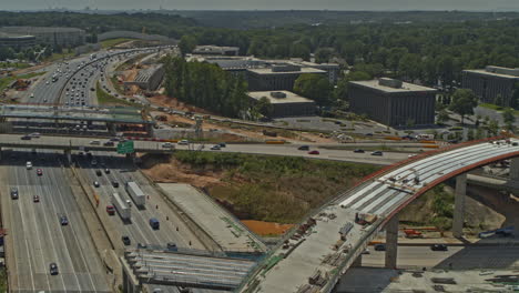 Atlanta-Georgia-Aerial-v676-rotating-birdseye-shot-of-highway-under-construction-in-Sandy-Springs---DJI-Inspire-2,-X7,-6k---August-2020