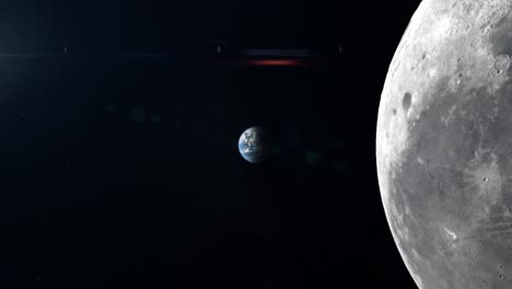 Vom-Mond-Zur-Erde-–-Raketenschiff,-Das-Am-Mond-Vorbeifliegt-Und-Zur-Erde-Zurückkehrt