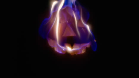 Slow-motion-medium-shot-of-a-jack-o-lantern-on-engulfed-in-flames