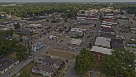 Blytheville-Arkansas-Aerial-v2-houses-and-buildings-near-the-historic-Greyhound-Bus-Station-on-a-sunny-day---Shot-on-DJI-Inspire-2,-X7,-6k---August-2020