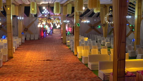 In-Dehradun-Uttarakhand-India,-Banquet-hall-decorated-for-marriage-ceremony
