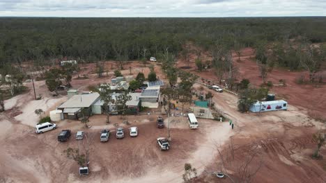 High-aerial-view-of-an-old-opal-mining-pub-in-the-Australian-outback-of-a-small-mining-town-in-the-opal-capital-of-the-world-Lightning-Ridge