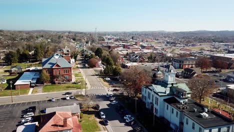 Hamblen-County-Courthouse-Aerial-in-Morristown-Tennessee,-Morristown-TN,-Morristown-Tenn