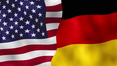 Amerikanische-Gegen-Deutsche-Flaggen,-Die-Im-Wind-Wehen