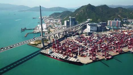 Luftaufnahme-Des-Containerterminals-In-Hongkong