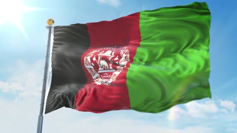4k-3D-Darstellung-Der-Wehenden-Flagge-An-Einem-Mast-Des-Landes-Afghanistan