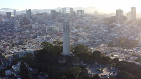 Aerial:-Beautiful-cityscape-and-Coit-tower-view-part-02,-drone-view