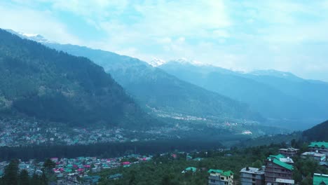Aerial-shot-of-mountain-and-houses-of-Manali