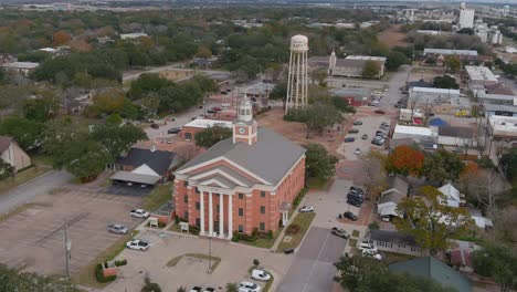 4k-aerial-view-of-downtown-Katy,-Texas