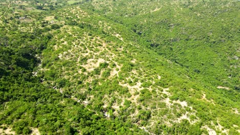 Drone-View-Of-West-Pokot,-North-Rift--kenia--:temporada-De-Lluvia-Verde-En-Las-Partes-Secas-Del-Norte-De-Kenia