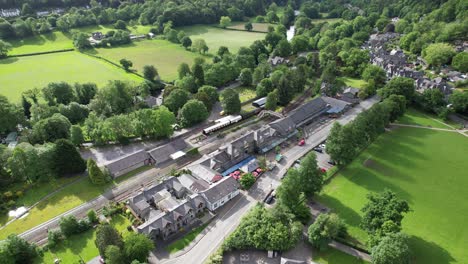Betws-y-coed-railway-station-north-Wales-UK-drone-aerial-view