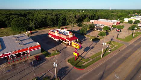 Aerial-footage-of-Chicken-Express-in-Gun-Barrel-City-Texas