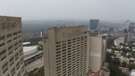 Tall-Skyscraper-Polanco-Hotel-Buildings-in-Downtown-Mexico-City,-Aerial