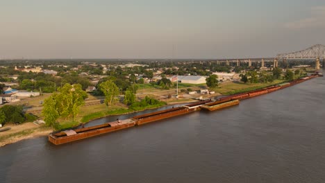 Aerial-view-of-barges-and-the-American-flag