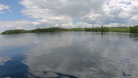 POV-from-fishing-boat-while-cruising-over-open-waters-of-flooded-Lake-Vermilion-in-northern-Minnesota