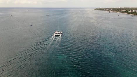 Aerial-footage-of-the-Cozumel,-Mexico.-Cruise-boat