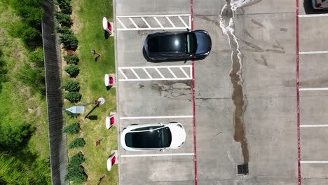 Overhead-aerial-shot-of-Tesla-supercharger-station