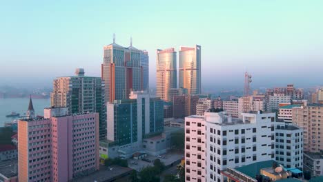 Dar-es-Salaam---Tanzania---June-16,-2022---Cityscape-of-Dar-es-Salaam-at-sunrise-featuring-residential-and-office-buildings