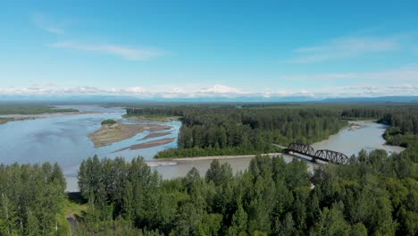 4K-Drone-Video-of-Alaska-Railroad-Train-Trestle-with-Mt