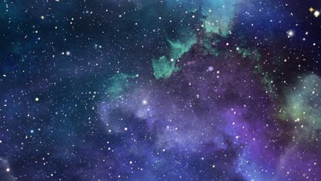 Universo-4k-Y-Nubes-Nebulosas-De-Color-Verde-Azulado-En-Movimiento