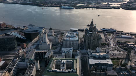 Aerial-view-of-Liverpool-England-skyline-and-landmarks-along-shore