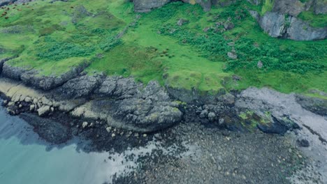 Fast-Castle-Reveal-on-The-Island-of-Kerrera,-Oban-Drone