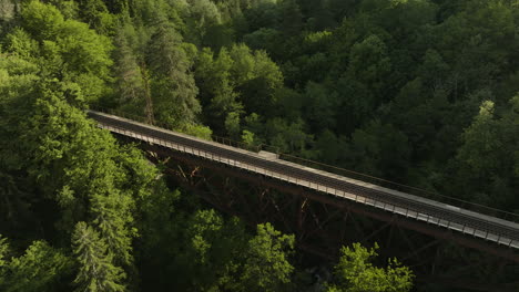 Railroad-Of-Eiffel-Bridge-On-Steep-Forest-Mountains-Between-Borjomi-And-Bakuriani-Valley-In-Georgia