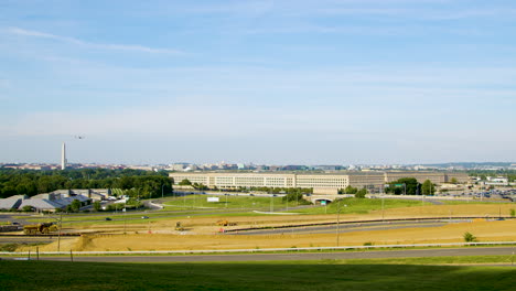 The-Pentagon,-headquarters-of-the-United-States-Department-of-Defense,-located-in-Arlington-Virginia,-as-seen-on-a-summer-afternoon
