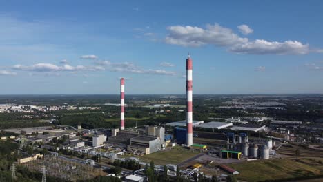 A-drone-shot-of-a-coal-power-plant-in-Lodz,-Poland