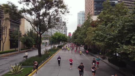 Drone-view-of-a-group-of-runners-during-the-2022-Mexico-City-Marathon