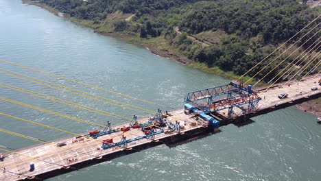 Establishing-Aerial-Shot-Of-The-International-Bridge-That-Will-Connect-Presidente-Franco-With-The-City-Of-Foz-De-IguaÃ§u-That-Is-Still-Currently-Under-Construction