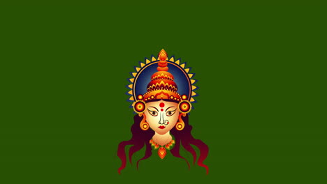 Navratri-Animation-Mit-Göttinnenkopf-Durga-Puja
