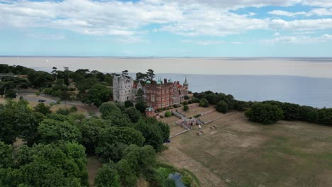 Bawdsey-Manor-Suffolk-UK-drone-aerial-view-panning-shot