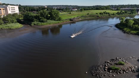 An-aerial-view-over-the-Norwalk-River-on-a-sunny-morning