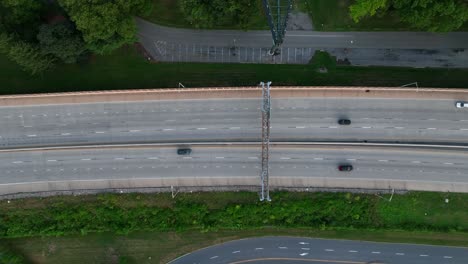 Birds-eye-view-of-moving-vehicles-on-highway