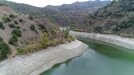 Aerial-drone-shot-flying-over-the-Farmakas-Dam-in-Cyprus