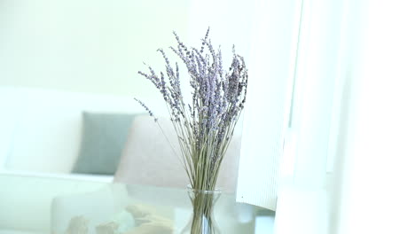 Lavender-plant-center-piece-on-a-glass-table-of-a-modern-apartment-in-Santa-Monica-Los-Angeles-California