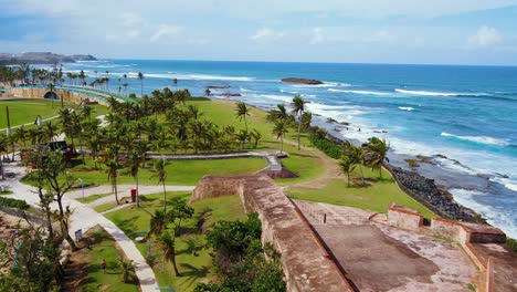 Beautiful-beach-near-old-San-Juan,-Puerto-Rico-post-Hurricane-Maria