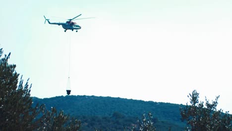 Hubschrauber-Fliegt-Auf-Waldbrand-Zu