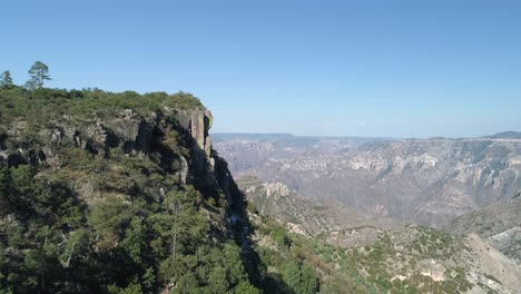 Aerial-shot-of-the-scenery-at-the-Urique-Canyon-in-Divisadero,-Copper-Canyon-Region,-Chihuahua