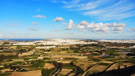 Aerial-drone-hyperlapse-video-from-Malta,-Mdina,-L-Imtarfa-and-surroundings