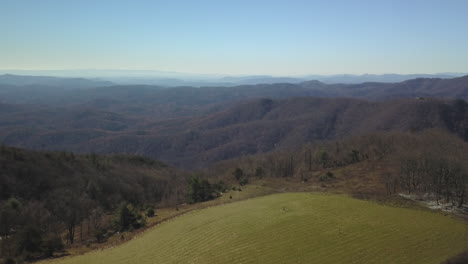 High-aerial-drone-shot-of-Blue-Ridge-Mountain-Vista-on-a-clear-winter-day