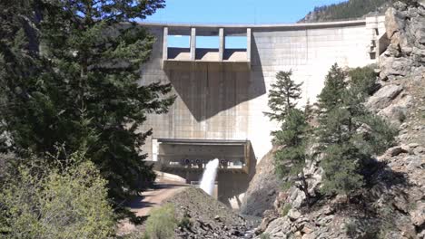 Water-outlet-of-the-Strontia-Springs-Reservoir-Dam-at-the-top-of-Waterton-Canyon-in-Littleton,-Colorado
